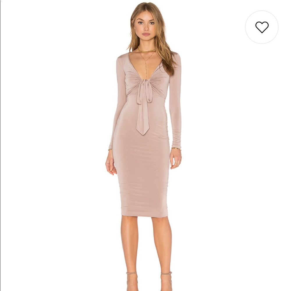NWT Nookie Selene Long Sleeve Midi Dress in Latte